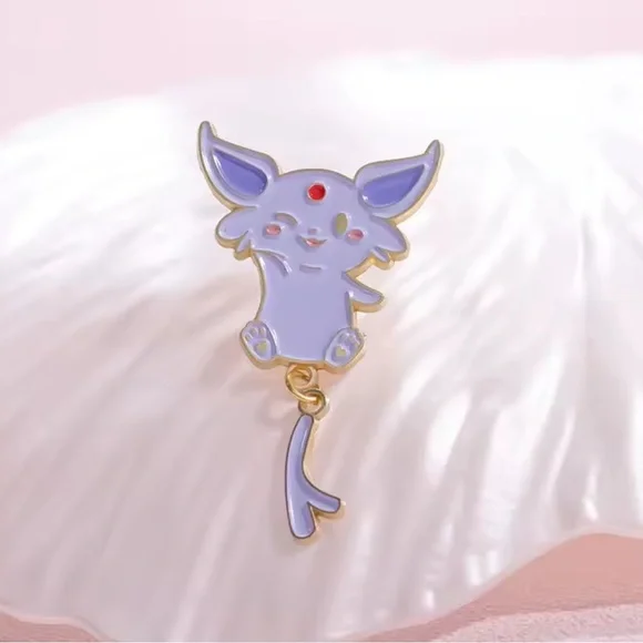 3 For $35 Pokemon Espeon Eeveelution Enameled Pin Brooch Hanging Moving Tail - Picture 4 of 12